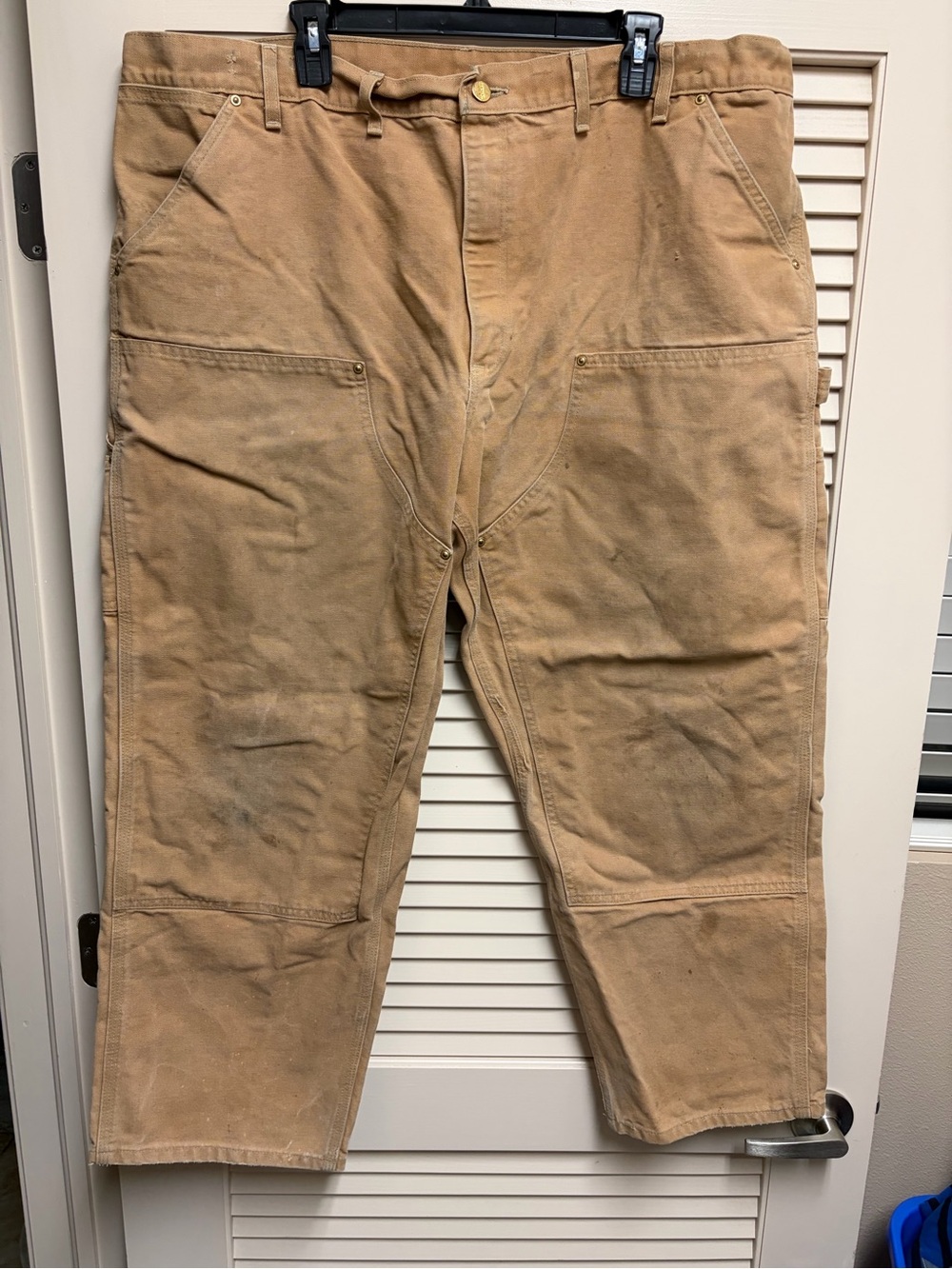 VTG Carhartt B01 BRN Double Knee Pants 46x30 (Act 44x29) USA Distressed Workwear
